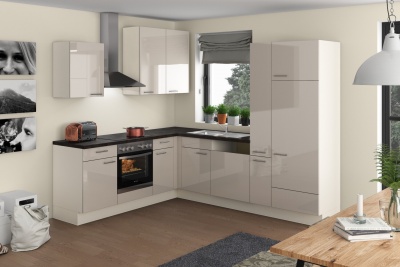 Угловая кухня Радиан 265/215 см песочный глянцевый/магнолия