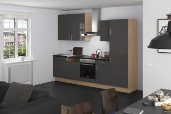 Прямая кухня Мокка 290 см серый глянцевый/дуб вирджиния