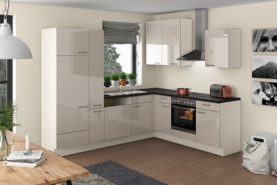 Угловая кухня Радиан 265/215 см песочный глянцевый/магнолия