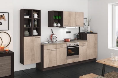 Прямая кухня Альпина 320 см бетон светлый/дуб серый