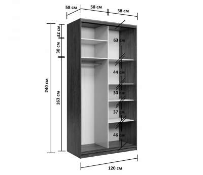 Шкаф-купе двухдверный Айсберг V1 120 см дуб сонома