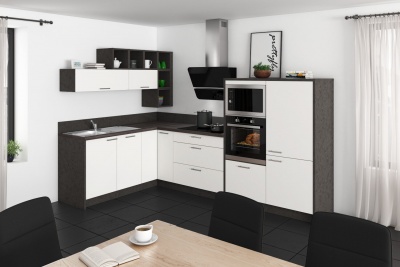 Угловая кухня Гота 305/185 см белый матовый/антрацит