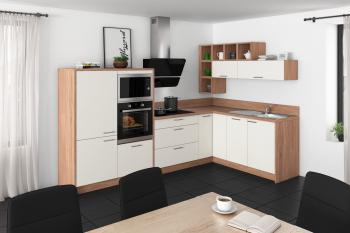 Угловая кухня Гота 305x185 см белый матовый/горный дуб