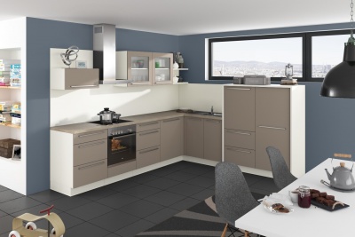 Угловая кухня Соната 305/270 см матовый лава/магнолия